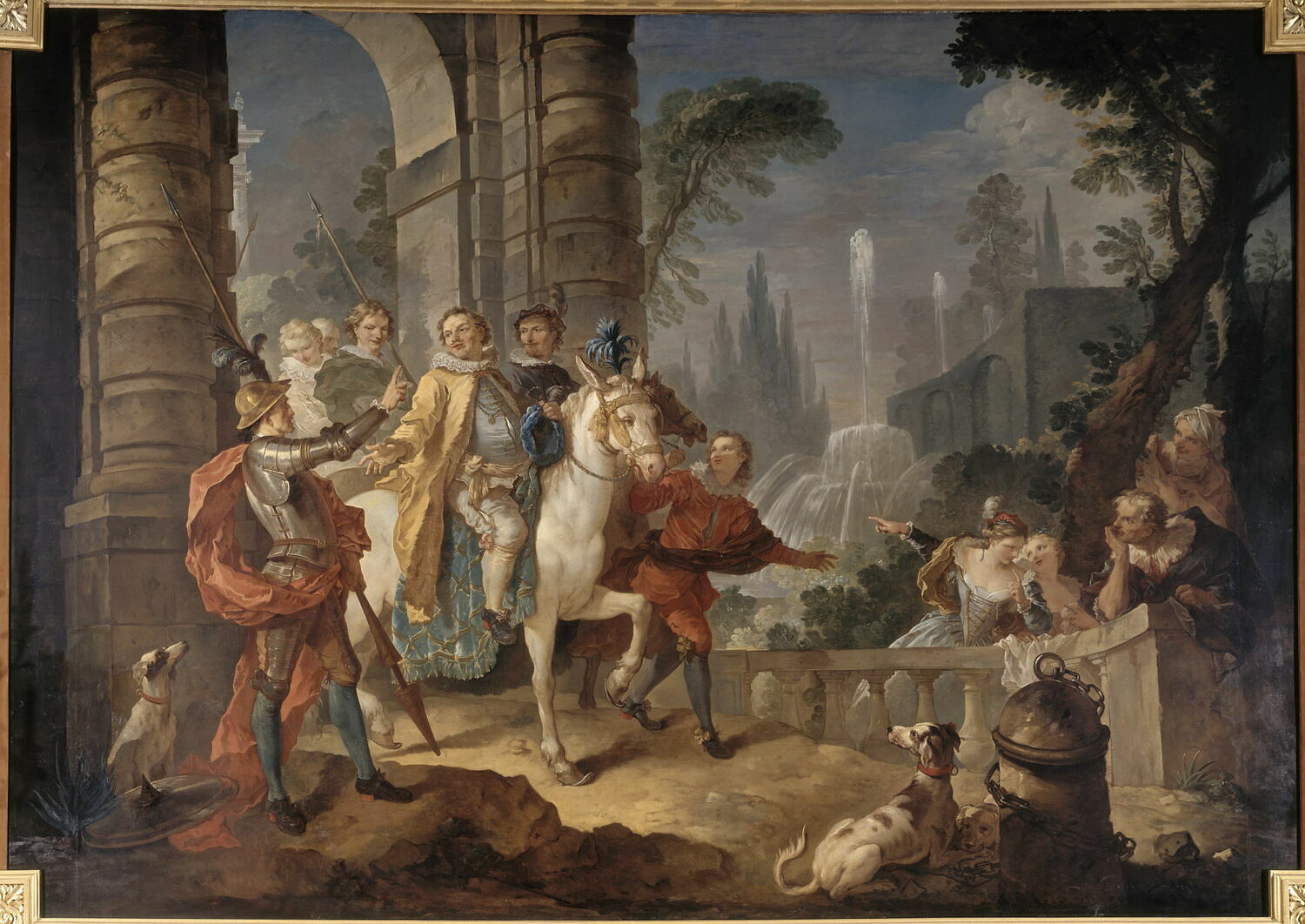Le Départ de Sancho pour l'île de Barataria, partie centrale (INV 6864 et 6869, fragments), Natoire, Charles-Joseph, XVIIIe siècle (1700 - 1800)
