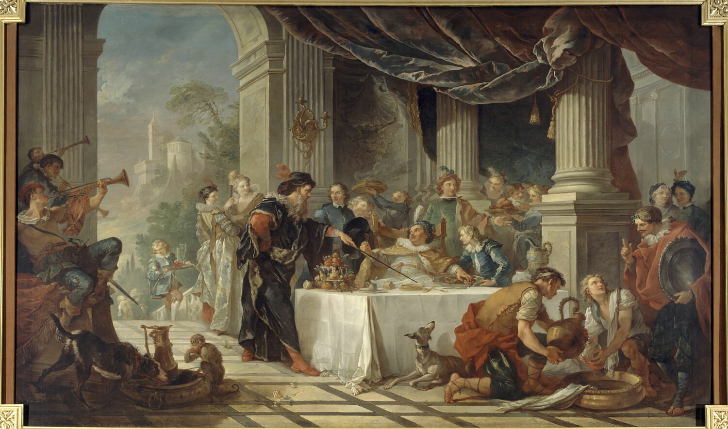 Repas de Sancho dans l'île de Barataria, Natoire, Charles-Joseph, XVIIIe siècle (1700 - 1800)