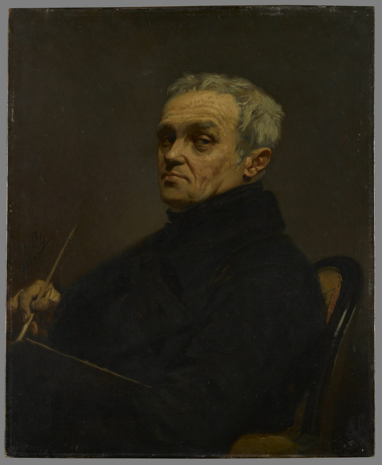 Portrait de François Pils, père de l'artiste et peintre amateur, Pils, Isidore, XIXe siècle (1849)