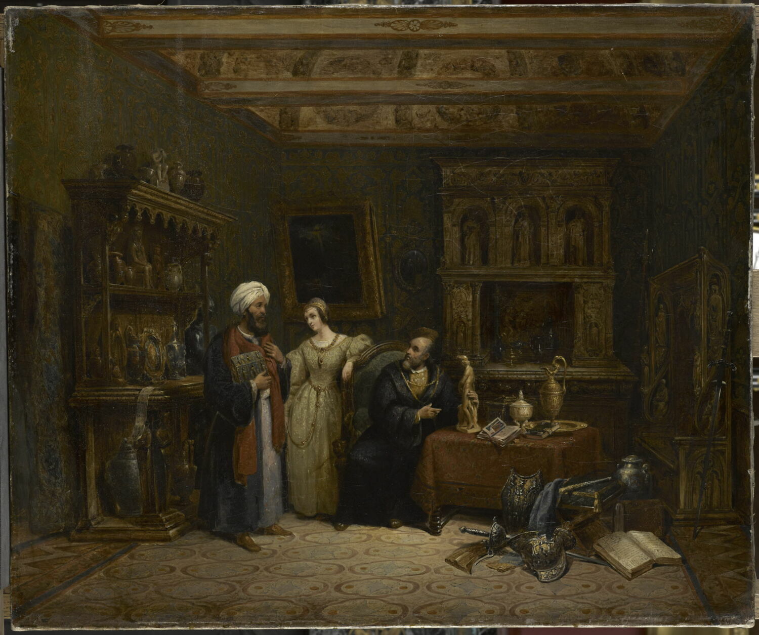 Intérieur d'une chambre au XVIème siècle, Renoux, Charles Caïus, 2e quart du XIXe siècle (1831)