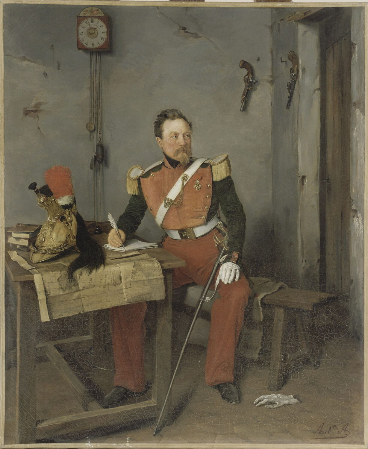 Portrait du baron Étienne Julien Dornier, capitaine instructeur au 10e régiment de Dragons, Asselineau, Antoinette, 2e quart du XIXe siècle (vers 1841)
