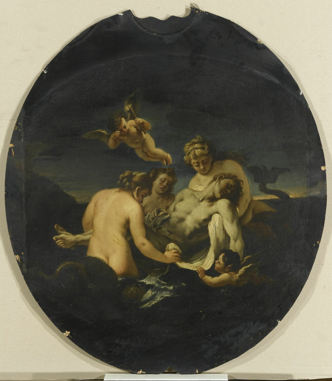 Léandre retiré des eaux, Anonyme, XVIIIe siècle (1700 - 1800)