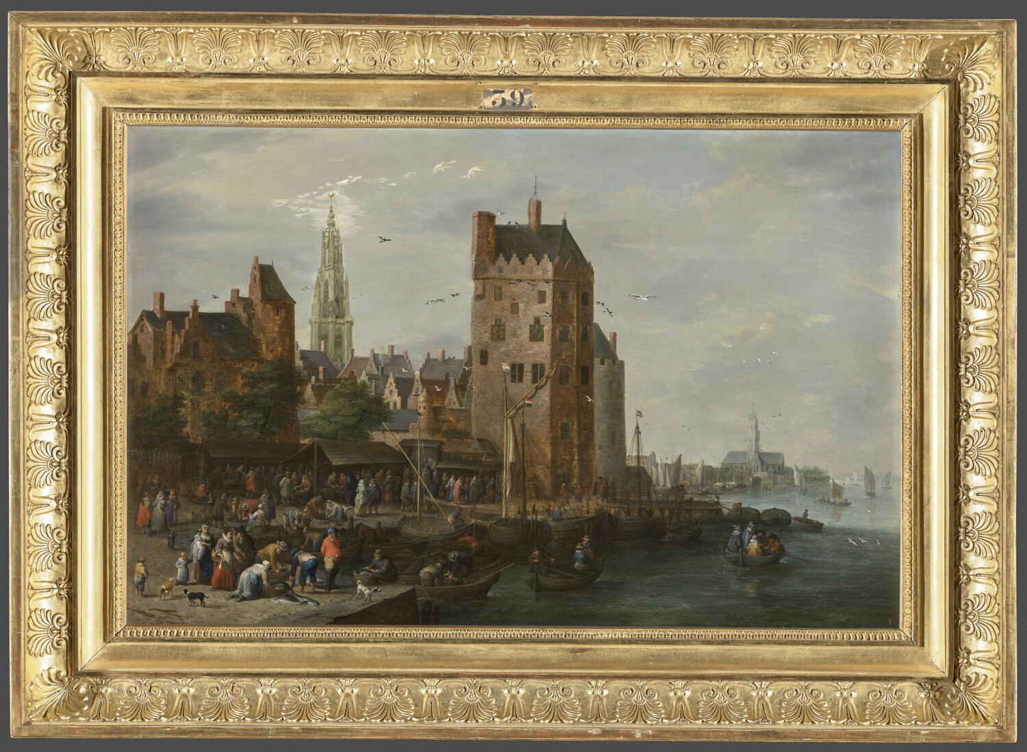 Marché aux poissons dans une ville portuaire ; ou Le Marché aux poissons d'Anvers, Bout, Pieter, XVIIe siècle (1600 - 1700)