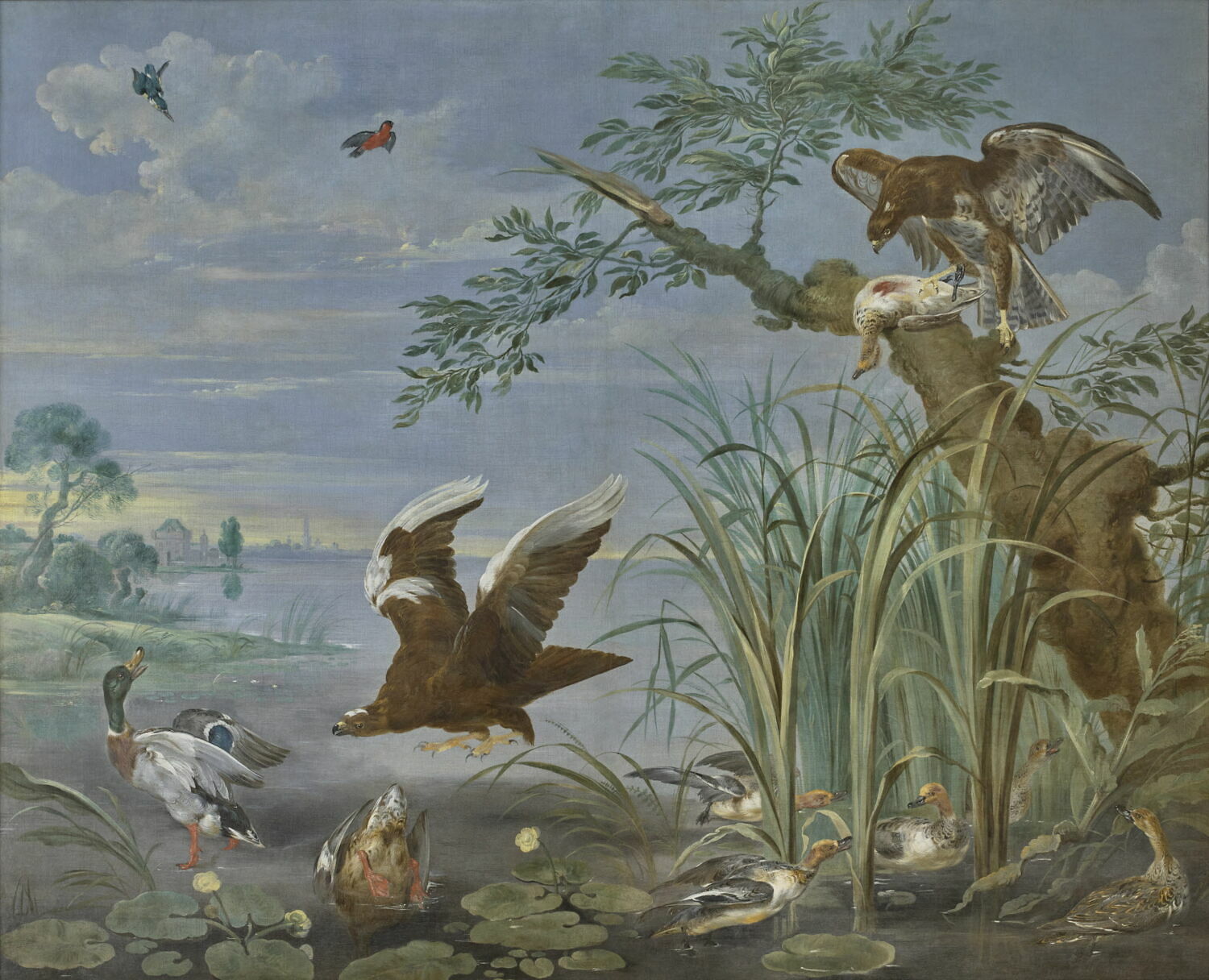 Aigles s'abattant sur des canards, Anonyme, XVIIe siècle (1600 - 1700)