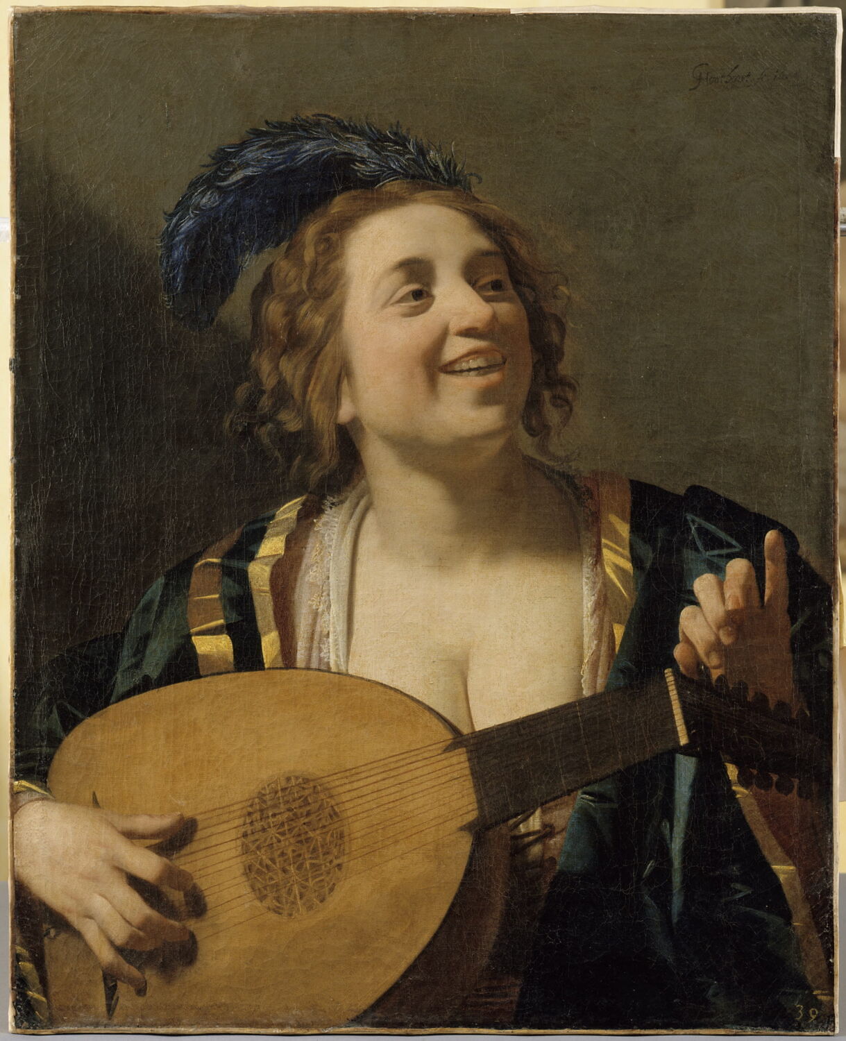 Femme jouant du luth, Honthorst, Gerrit van, XVIIe siècle (1600 - 1700)