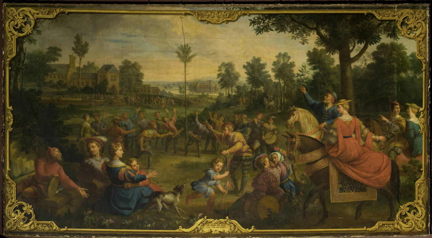 Le Mois de Mai ; le tir à l'arc, Maître des mois Lucas, 1e quart du XVIIIe siècle (1700 - 1725)