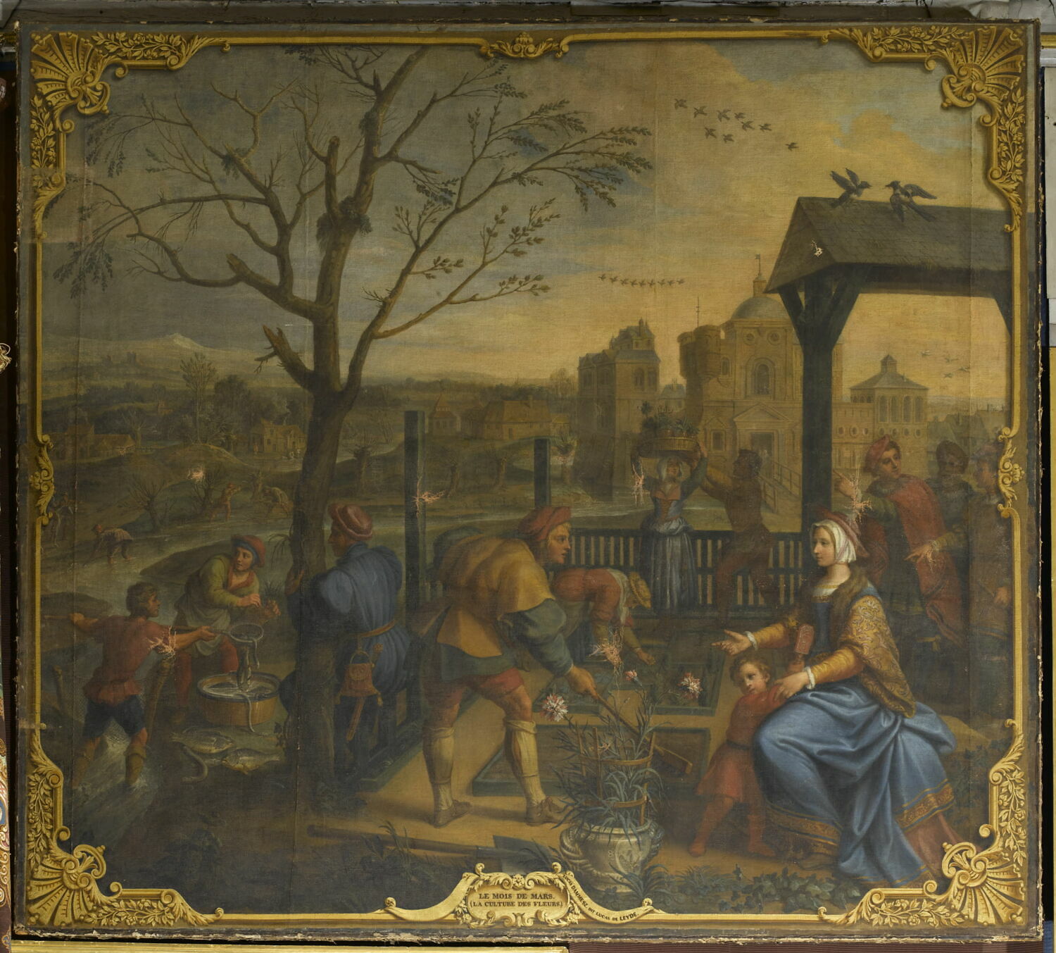 Le Mois de Mars ; La culture des fleurs, Maître des mois Lucas, 1e quart du XVIIIe siècle (1700 - 1725)