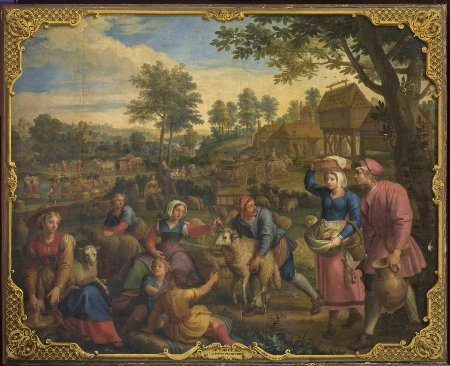 Le Mois de Juin ; La tonte des moutons, Maître des mois Lucas, 1e quart du XVIIIe siècle (1700 - 1725)
