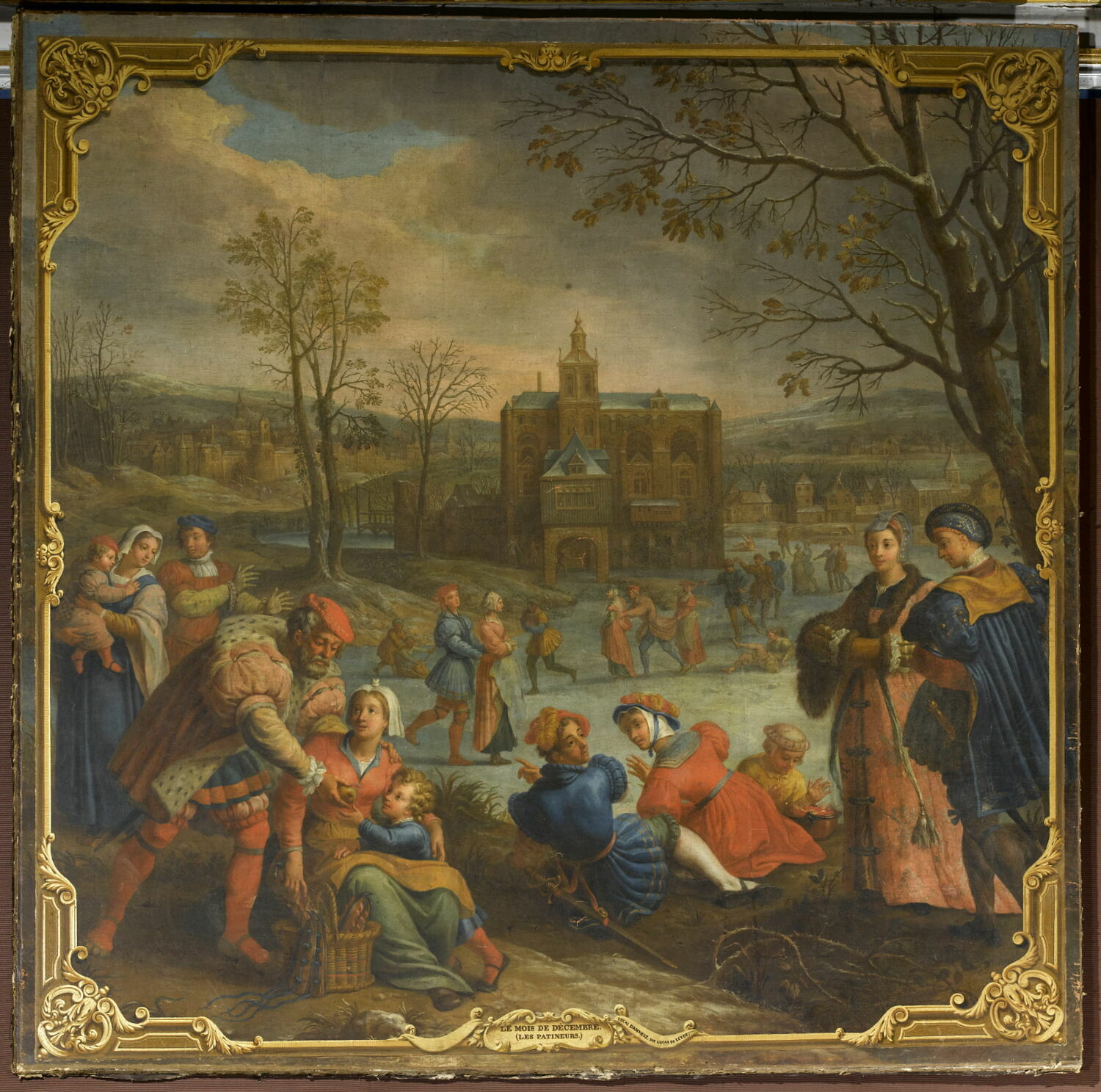 Le Mois de Décembre ; Les patineurs, Maître des mois Lucas, 1e quart du XVIIIe siècle (1700 - 1725)