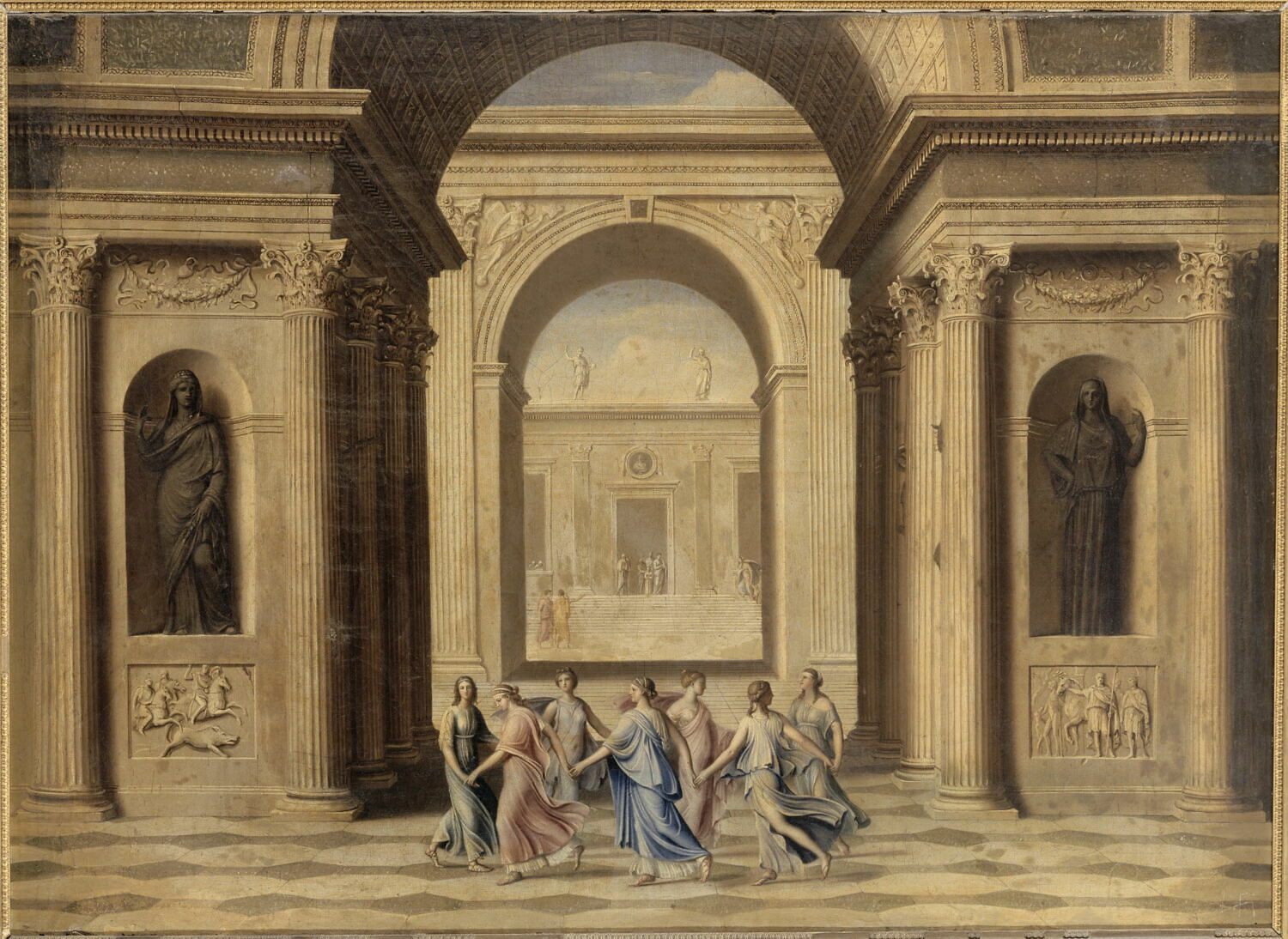 Nymphes dansant devant un temple, Le Maire, Jean, XVIIe siècle (1600 - 1700)