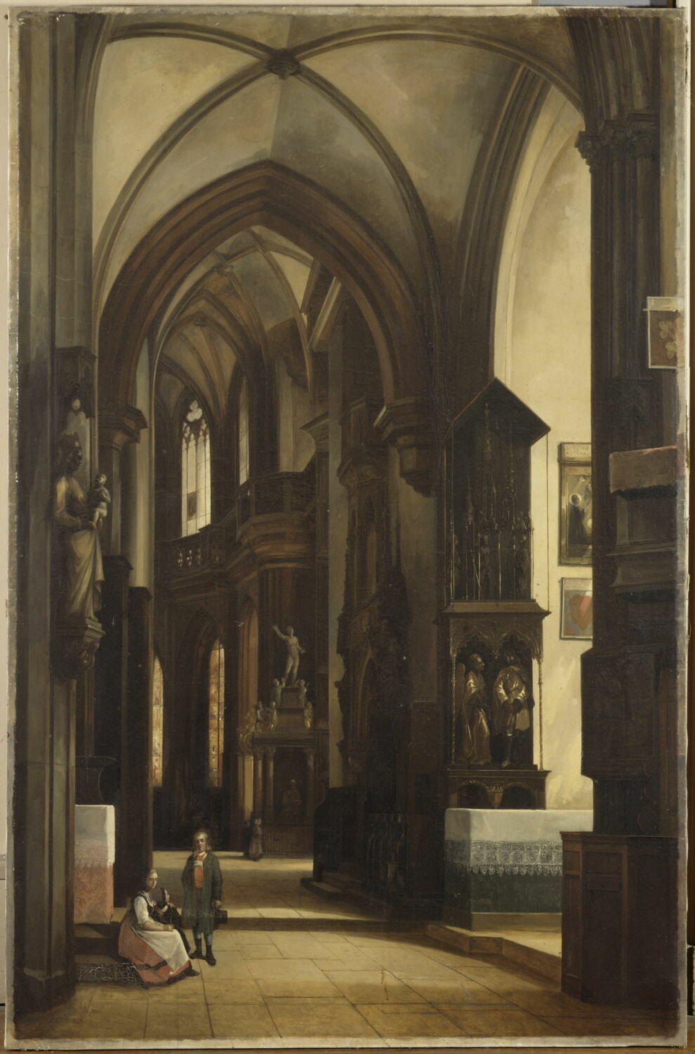 Intérieur de l'église Saint-Laurent à Nuremberg (Bavière), Ouvrié, Pierre Justin, dit Justin-Ouvrié, XIXe siècle (1835)