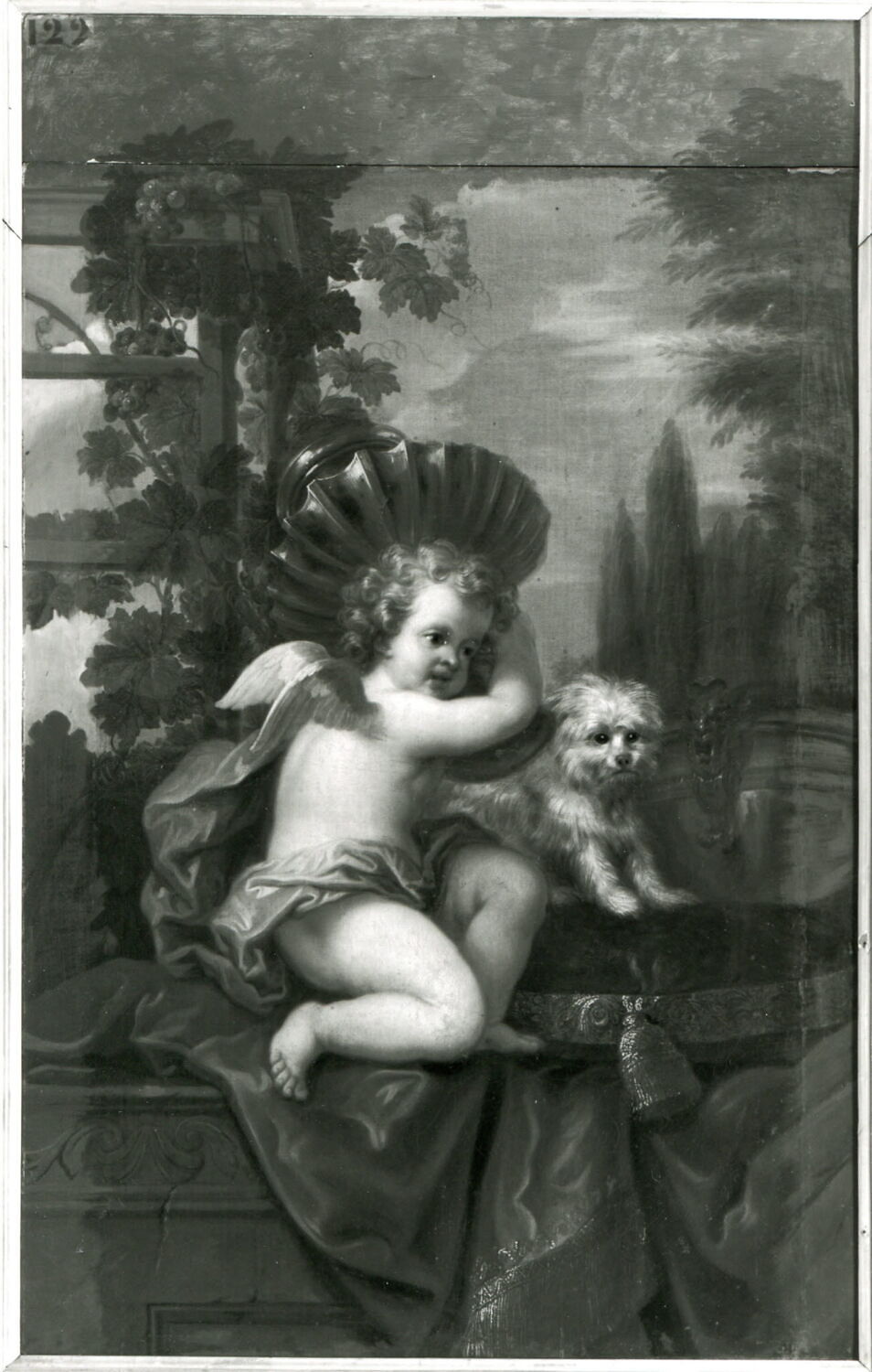 Un Amour et un chien sur un coussin, Damoiselet, Florentin, XVIIe siècle (1600 - 1700)