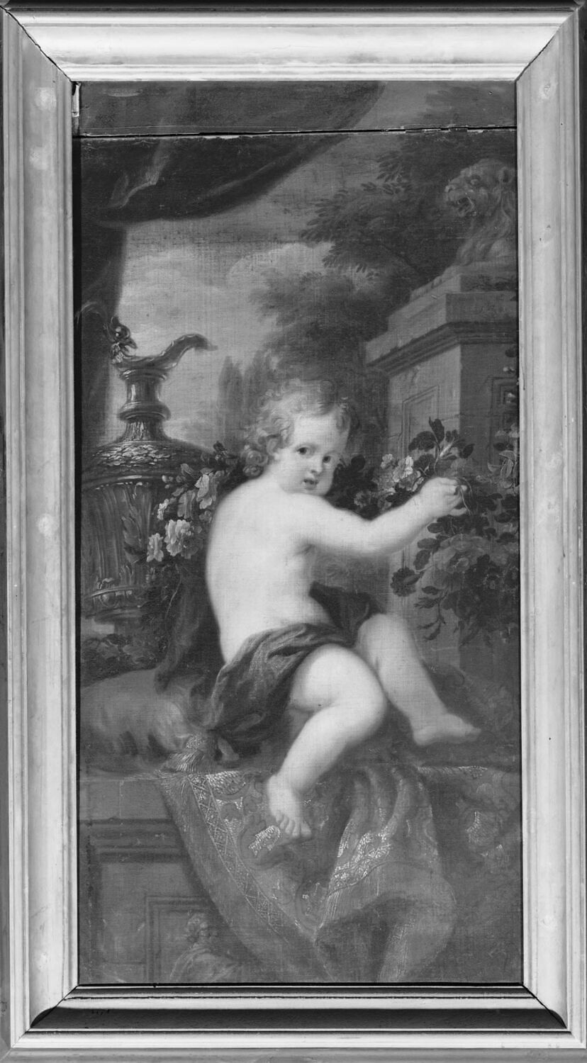 Un Amour tenant une guirlande de fleurs, Damoiselet, Florentin, XVIIe siècle (1600 - 1700)