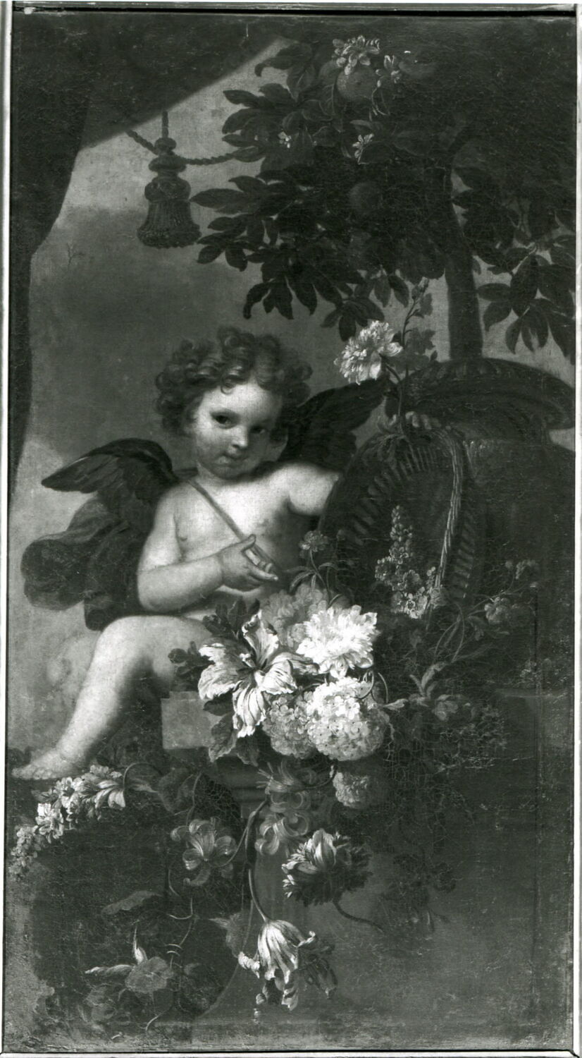 Un Amour renversant une corbeille de fleurs, Damoiselet, Florentin, XVIIe siècle (1600 - 1700)