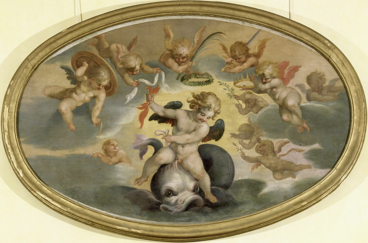 Louis XIII dans son enfance sous la figure de Jupiter assis sur un dauphin, Dubois, Ambroise, XVIe siècle (1500 - 1600)