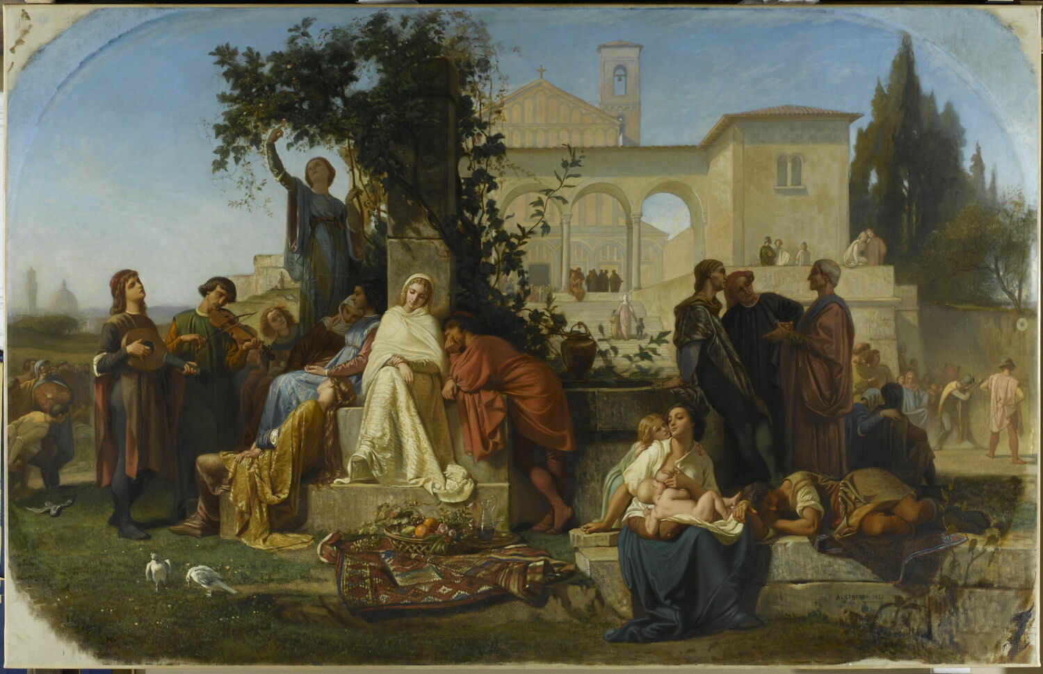 Le Jour du dimanche ; scène florentine du XVe siècle, Gendron, Auguste, XIXe siècle (1855)
