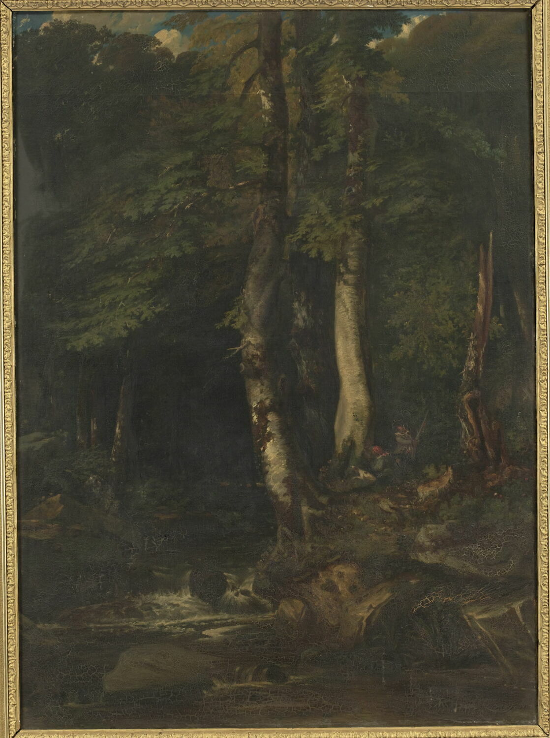 Intérieur de forêt avec braconniers, Huet, Paul, XIXe siècle (Salon de 1841) (1841)