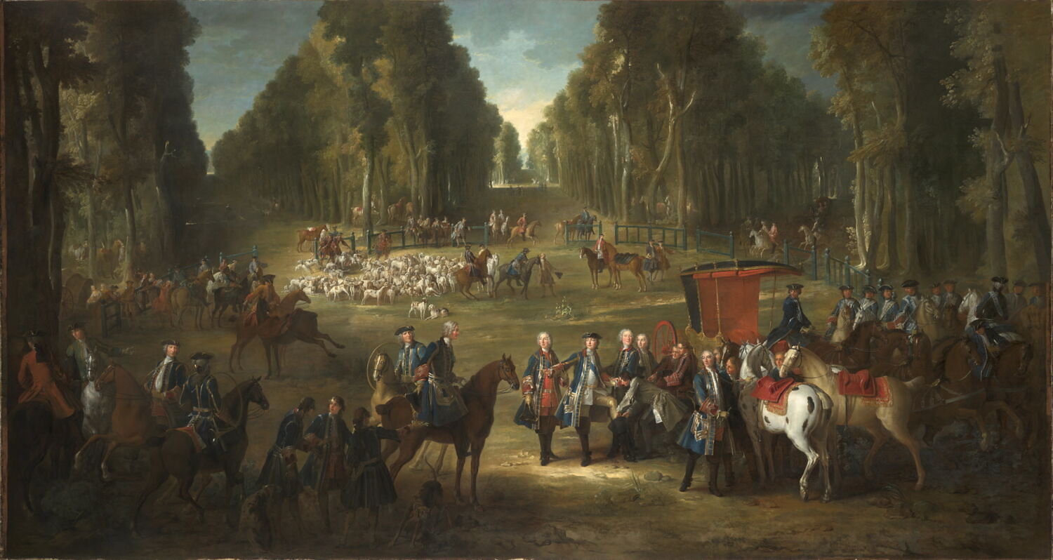 Chasse de Louis XV dans la forêt de Compiègne, le rendez-vous au Puits-du-Roi, Oudry, Jean-Baptiste, 2e quart du XVIIIe siècle (1735)