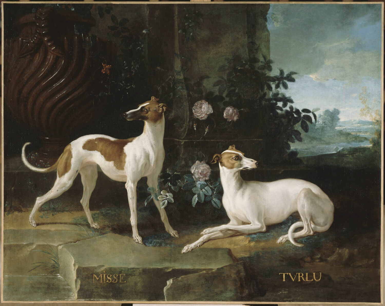 Misse et Turlu, levrettes de Louis XV, Oudry, Jean-Baptiste, 1e tiers du XVIIIe siècle (1725)