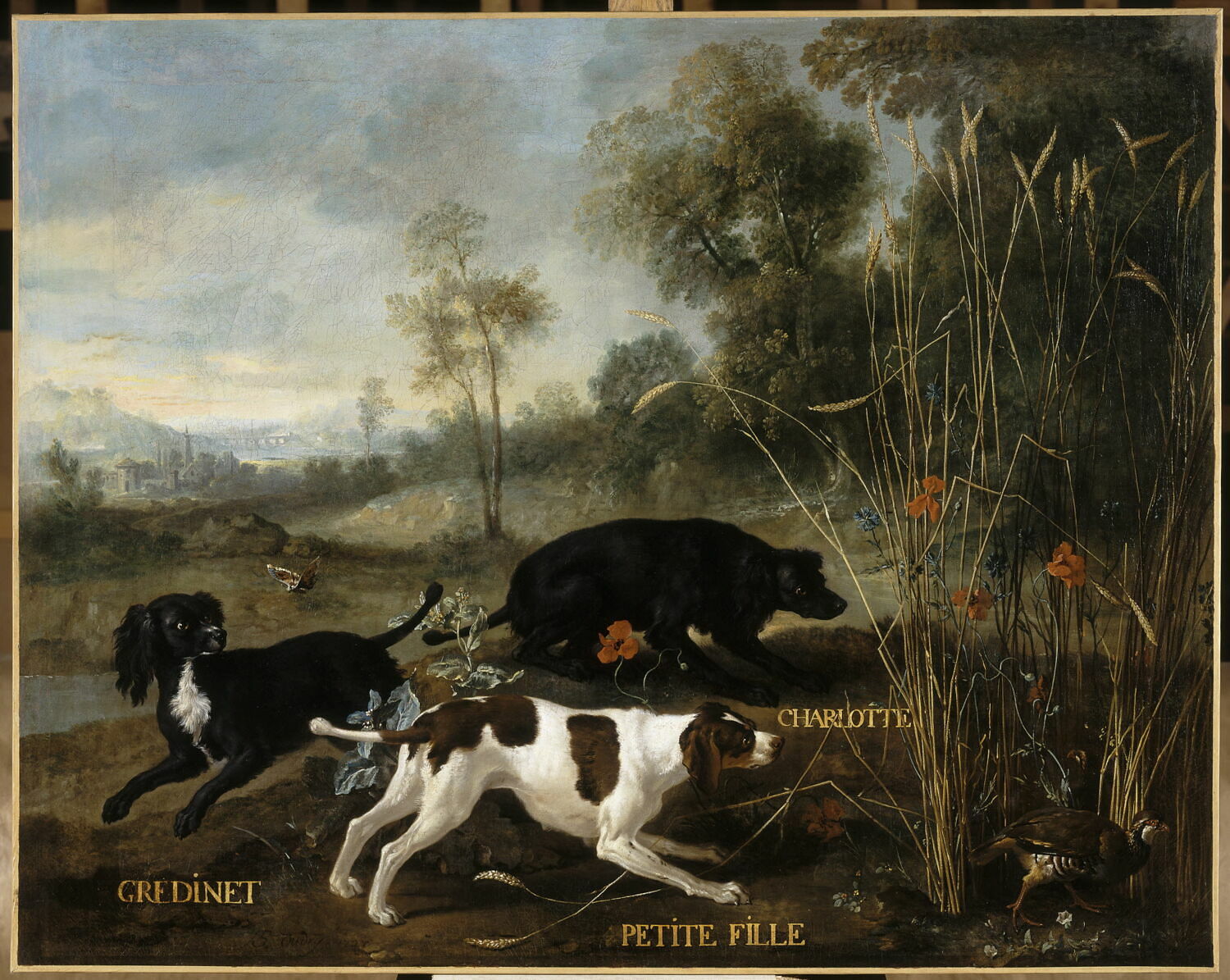Gredinet, Petite Fille et Charlotte, trois épagneuls de Louis XV, Oudry, Jean-Baptiste, 2e quart du XVIIIe siècle (1727)