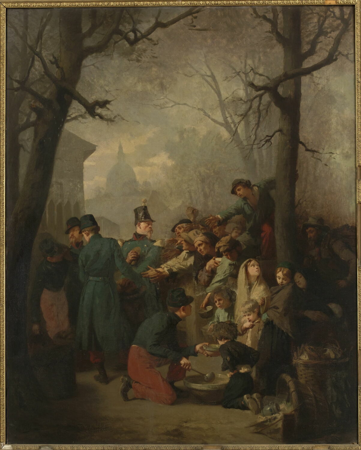 Soldats distribuant du pain aux indigents ; 14ème de ligne, camp des Invalides, 1849, Pils, Isidore, XIXe siècle (1852)