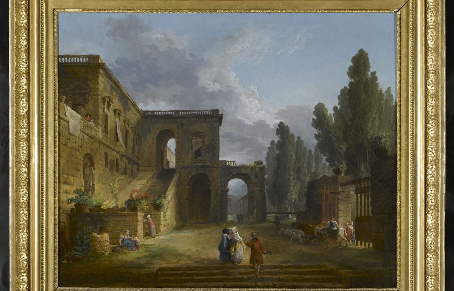 Le Retour du troupeau sur un fond de palais italien, Robert, Hubert, XVIIIe siècle (1700 - 1800)