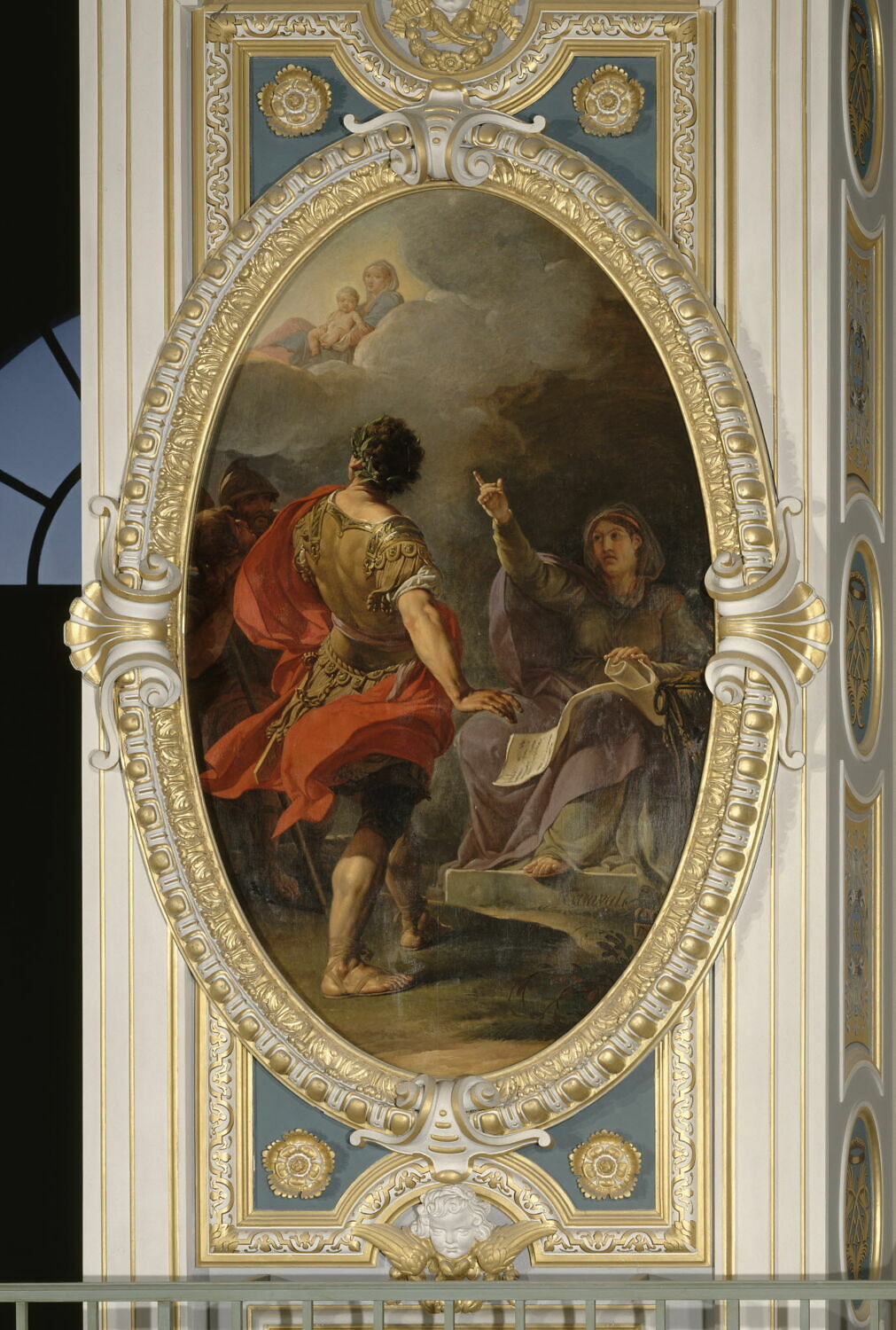 La Sibylle de Cumes prédit à Auguste la naissance de Jésus Christ et lui montre une Vierge et un Enfant dans le ciel, Taraval, Hugues, XVIIIe siècle (1781)
