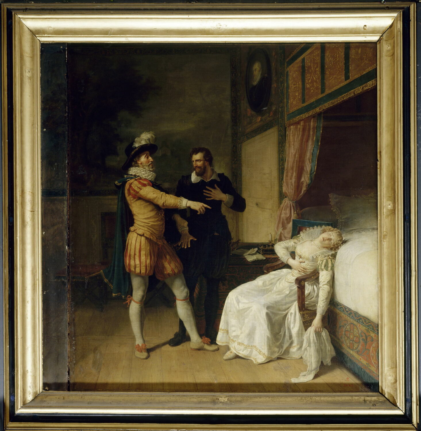 Gabrielle d'Estrées évanouie en présence de Henri IV menaçant et de Sully, Vincent, François-André, XVIIIe siècle (1700 - 1800)