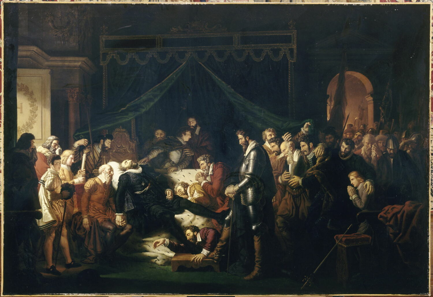 Henri IV exposé sur son lit de mort, le lendemain de son assassinat, Bergeret, Pierre-Nolasque, 1e quart du XIXe siècle (1822)