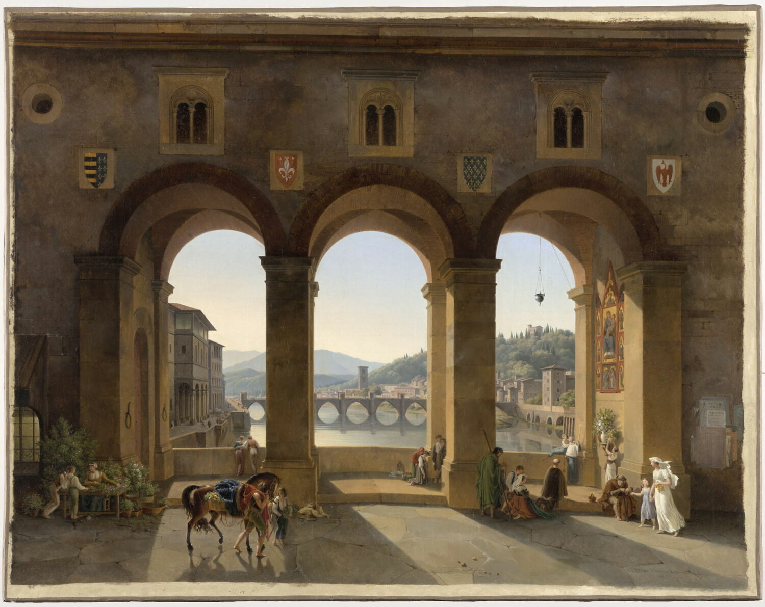 Vue prise à Florence, sur le vieux pont, Turpin de Crissé, Lancelot Théodore, 1e quart du XIXe siècle (1811)