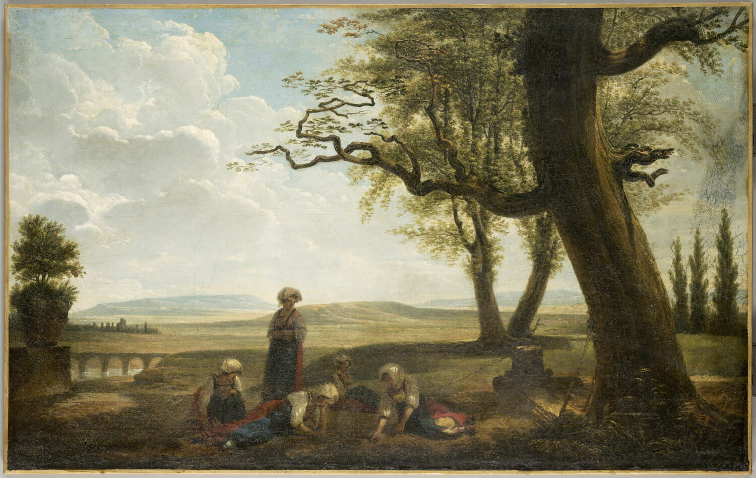 Les Joueuses d'osselets, paysannes, dit aussi : Paysannes de Frascati dans un paysage, Sablet, Jacques Henri, 4e quart du XVIIIe siècle (1795)