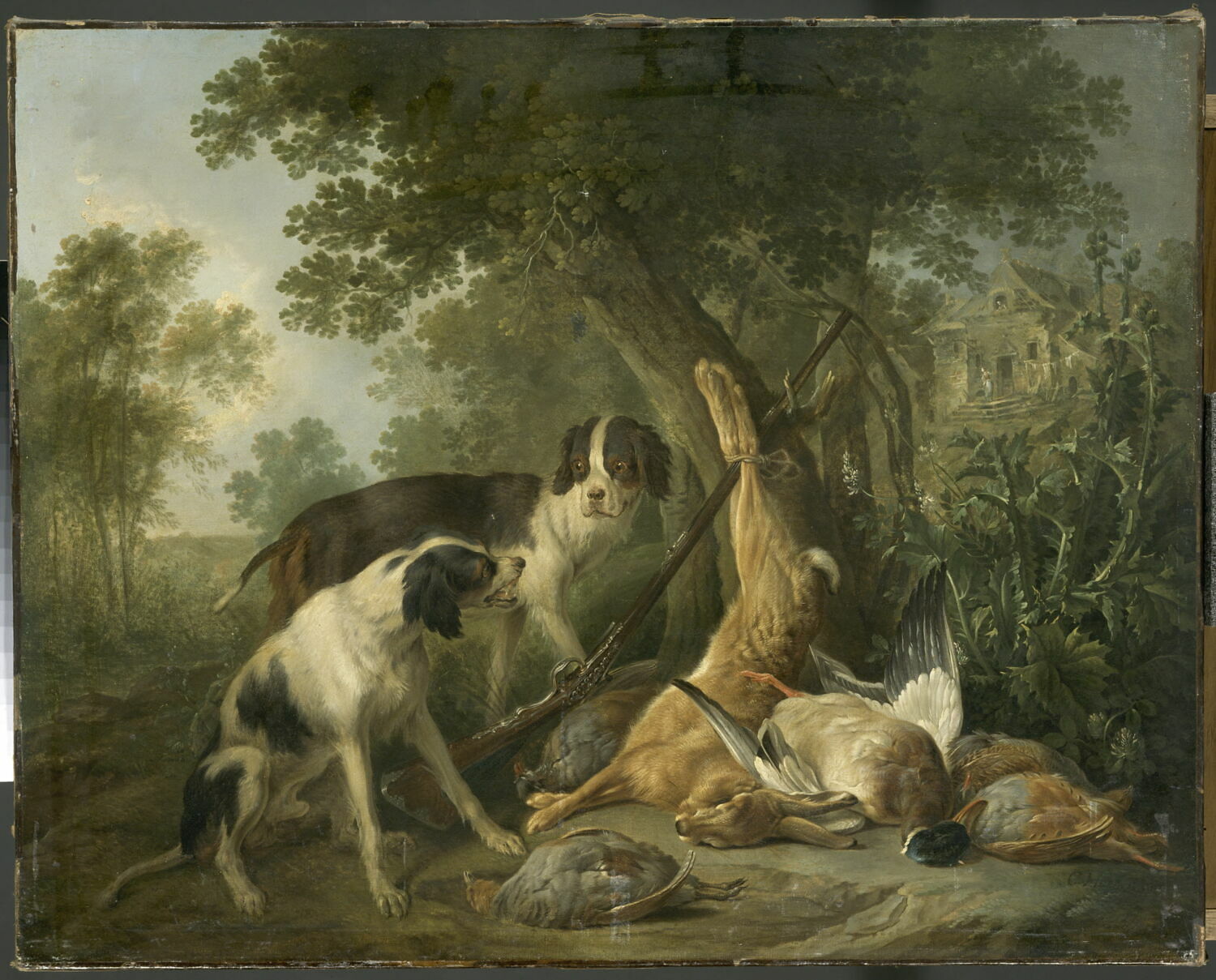 Chien et gibier, Huet, Christophe, 2e quart du XVIIIe siècle (1738)