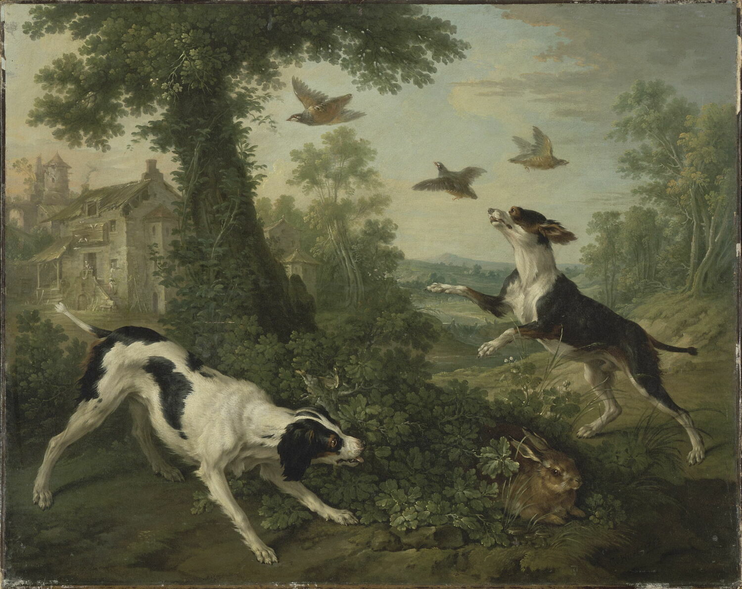 Chien chassant, Huet, Christophe, 2e quart du XVIIIe siècle (1738)