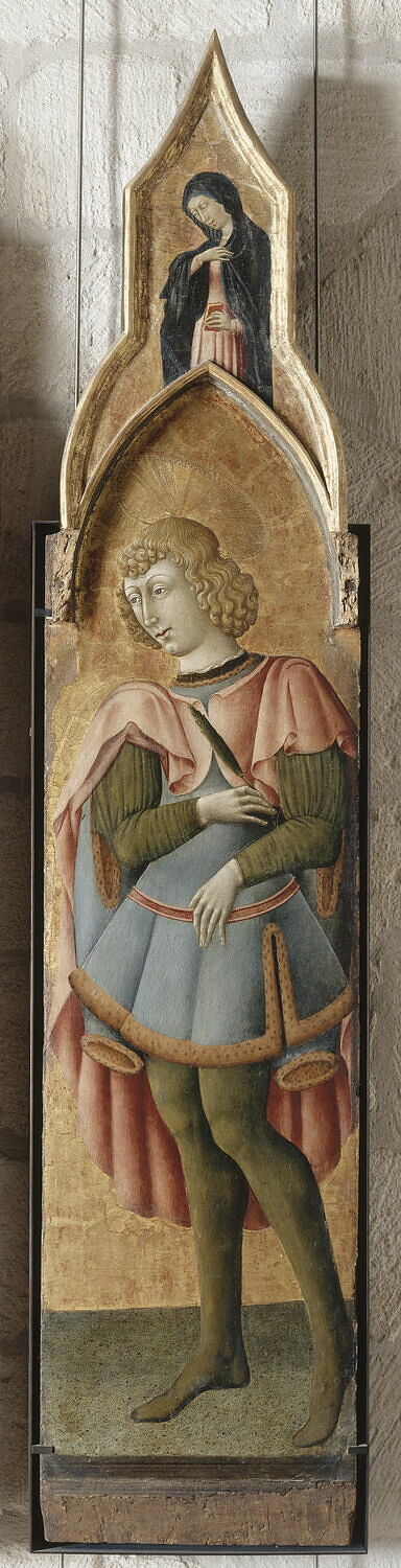 Saint Ansano ou Galgano (?) (au-dessus : la Vierge de l'Annonciation), Giovanni di Paolo, XVe siècle (1400 - 1500)