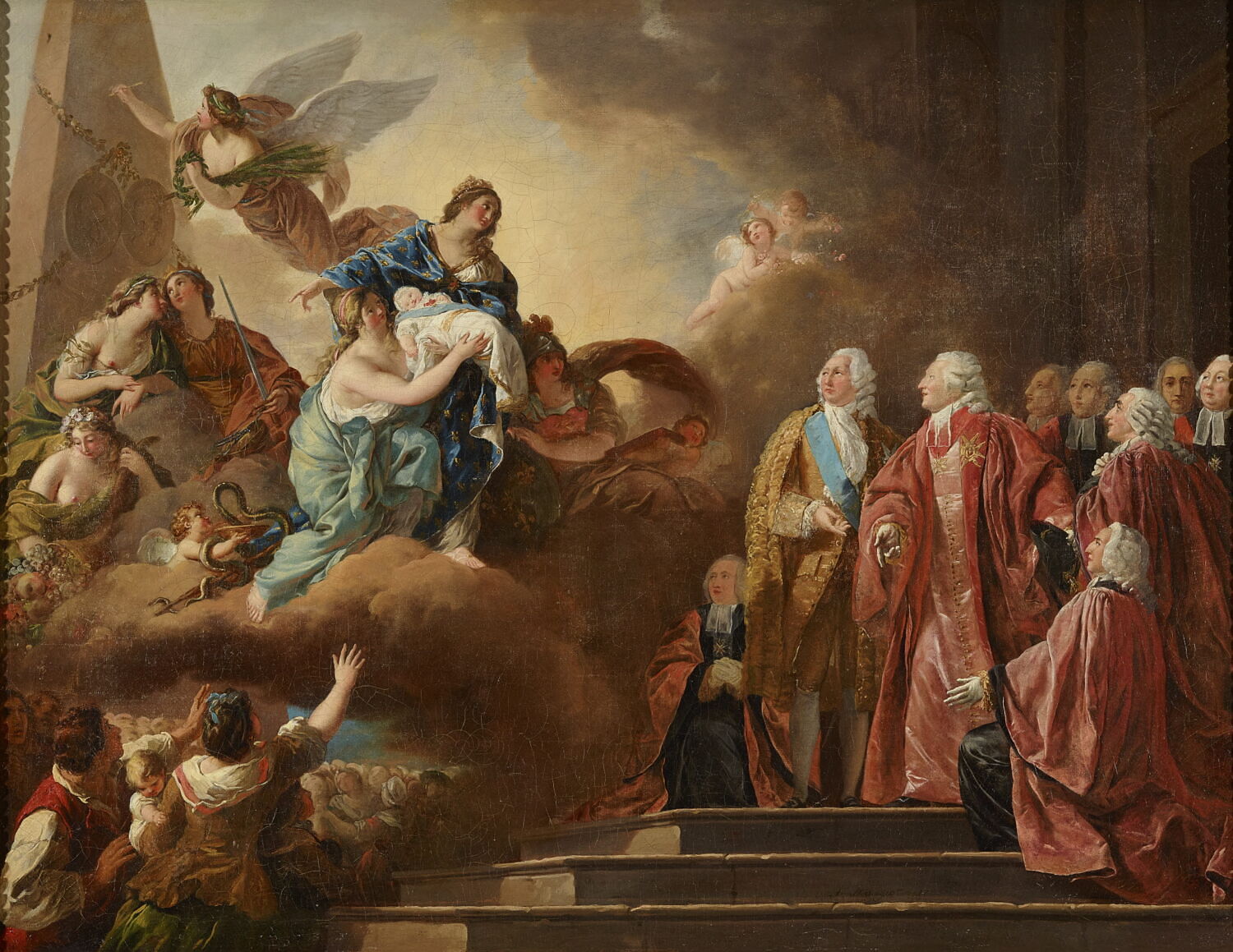 Allégorie de la naissance du Dauphin, le 22 octobre 1781, Ménageot, François Guillaume, 4e quart du XVIIIe siècle (1783)