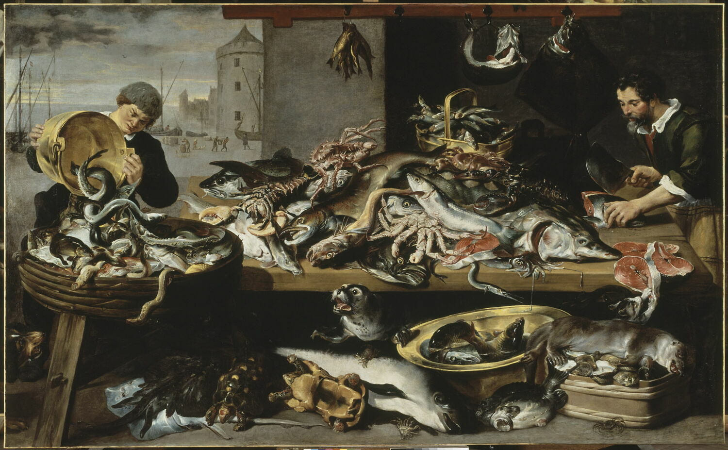 Marchands de poissons à leur étal, Snyders, Frans, 1e quart du XVIIe siècle (1600 - 1625)