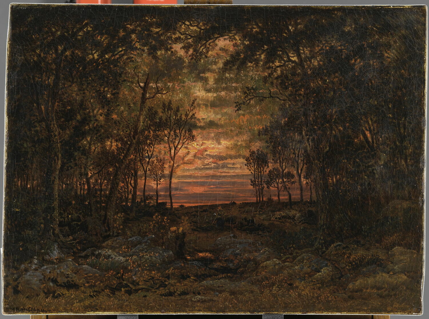 Coucher de soleil dans la forêt, Rousseau, Théodore, 3e quart du XIXe siècle (1850 - 1875)