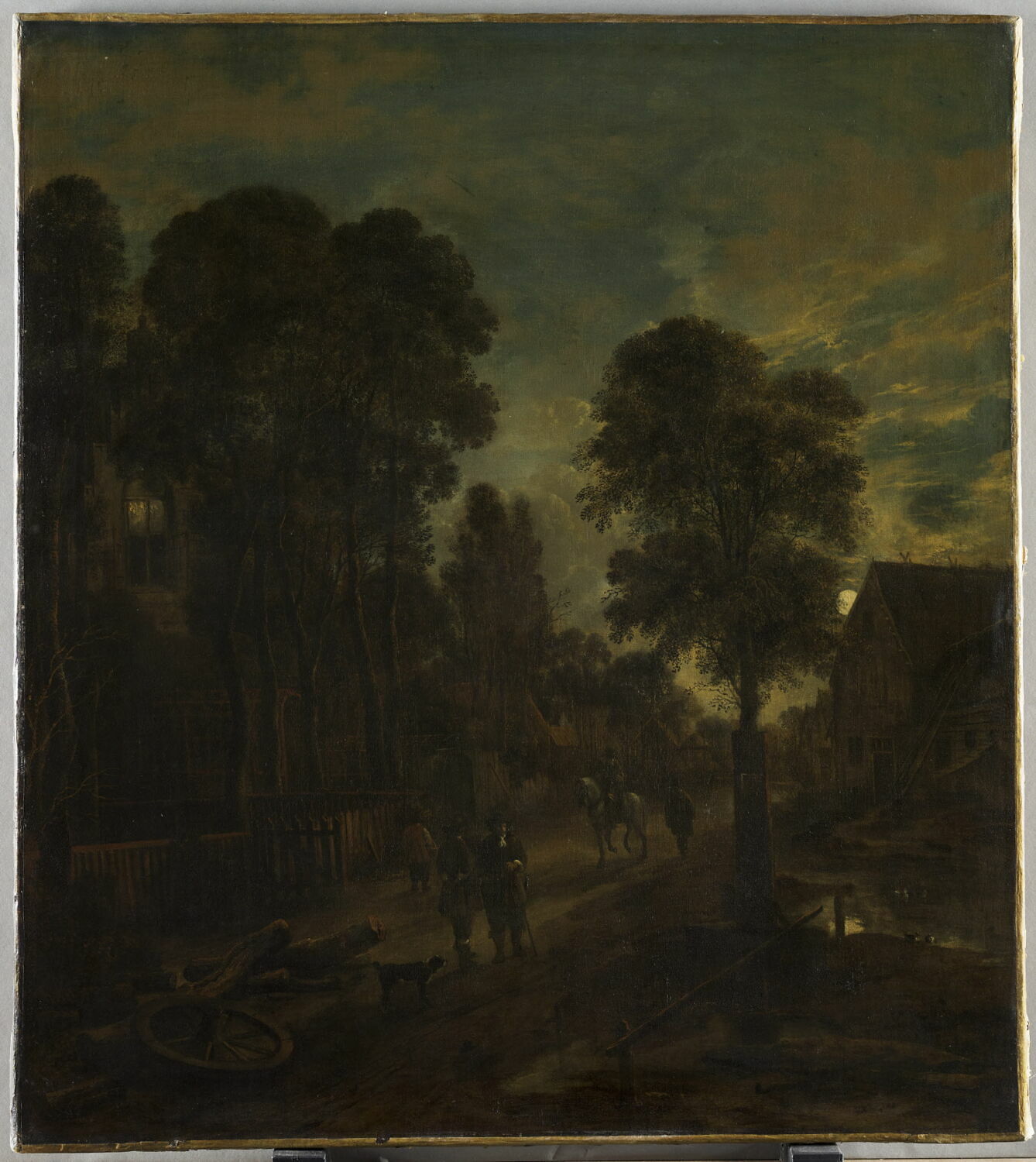 Village traversé par une route. Effet de clair de lune, Neer, Aert van der, Milieu du XVIIe siècle (Œuvre de la dernière période de l'artiste, à situer au début des années 1660) (vers 1660)