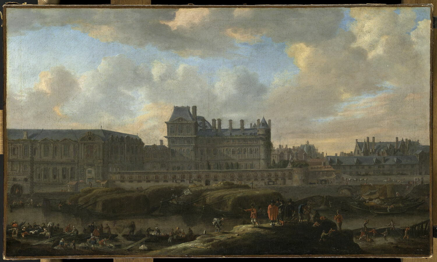 Vue de l'ancien Louvre depuis la Seine, avant les agrandissements entrepris sous Louis XIV (1654-1715), Nooms, Reinier, Milieu du XVIIe siècle (vers 1656)