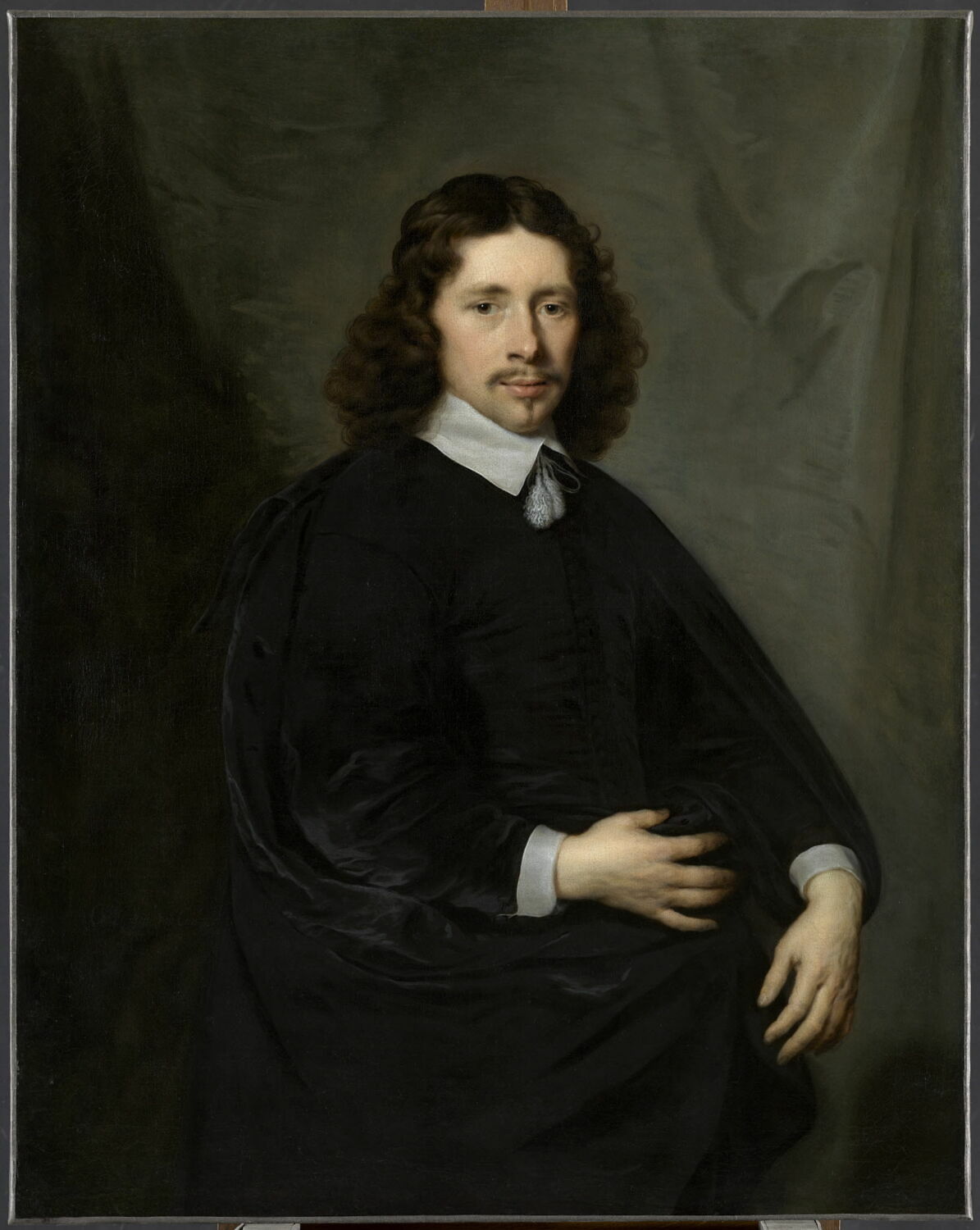 Portrait d'homme à mi-corps sur fond de draperie, Janssens van Ceulen, Cornelis I, 2e quart du XVIIe siècle (vers 1650)