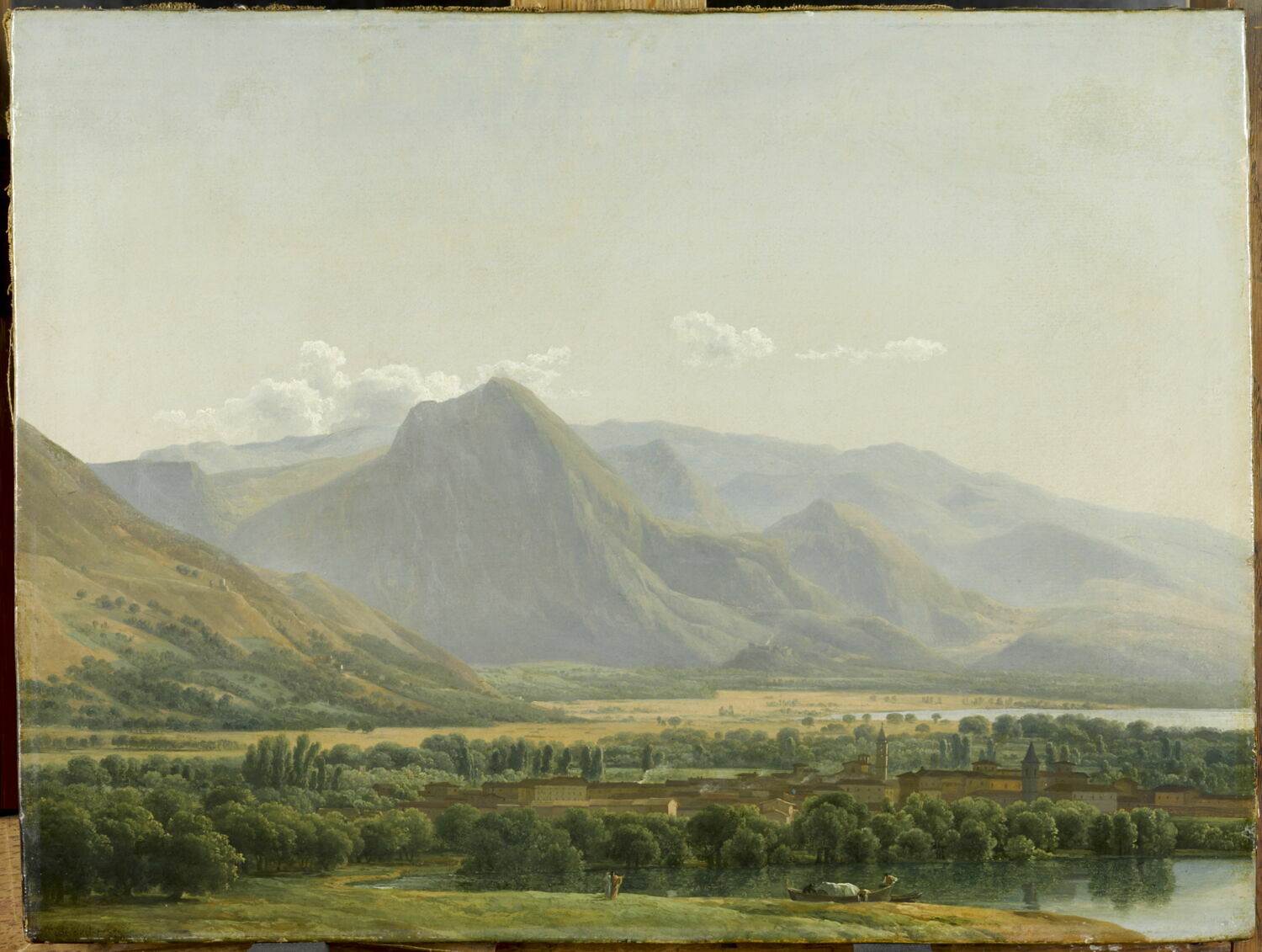 Vue de la ville d'Avezzano, au bord du lac de Cellano, royaume de Naples., Bidauld, Jean Joseph Xavier, Fin du XVIIIe siècle - début du XIXè siècle (1789)