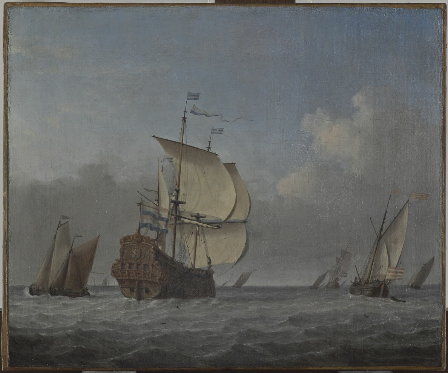 Marine avec vaisseau amiral sous légère brise, Velde Willem, Van de, 2e moitié du XVIIe siècle (après 1672)