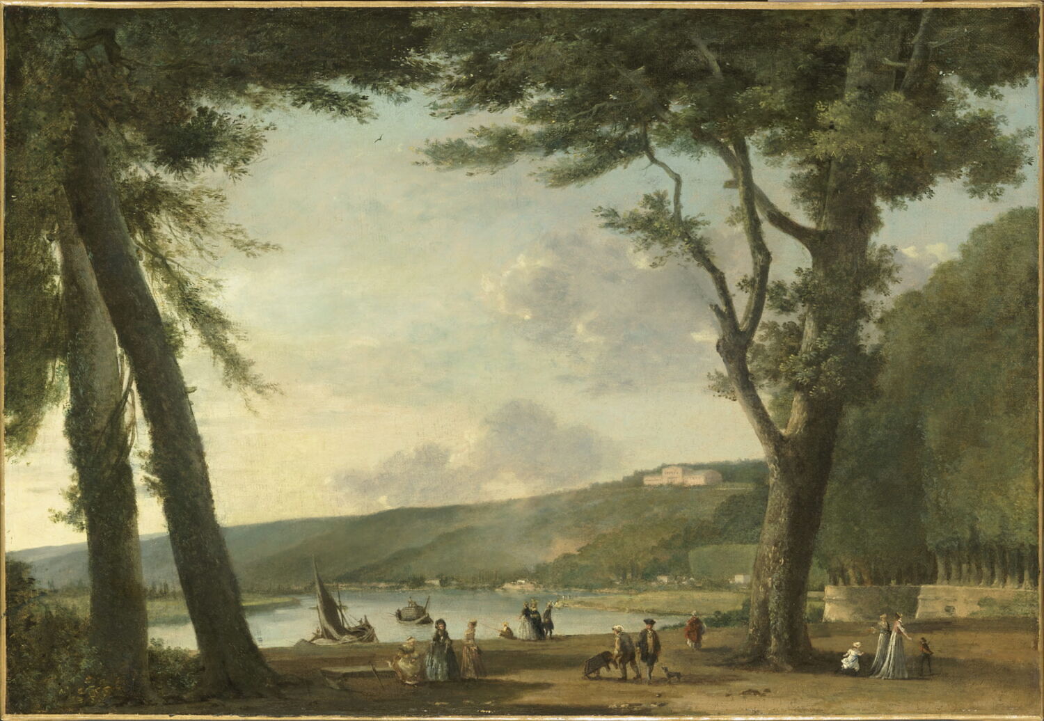 Vue des coteaux de Bellevue prise du parc de Saint-Cloud, Moreau, Louis Gabriel, dit l'Aîné, XVIIIe siècle (1700 - 1800)