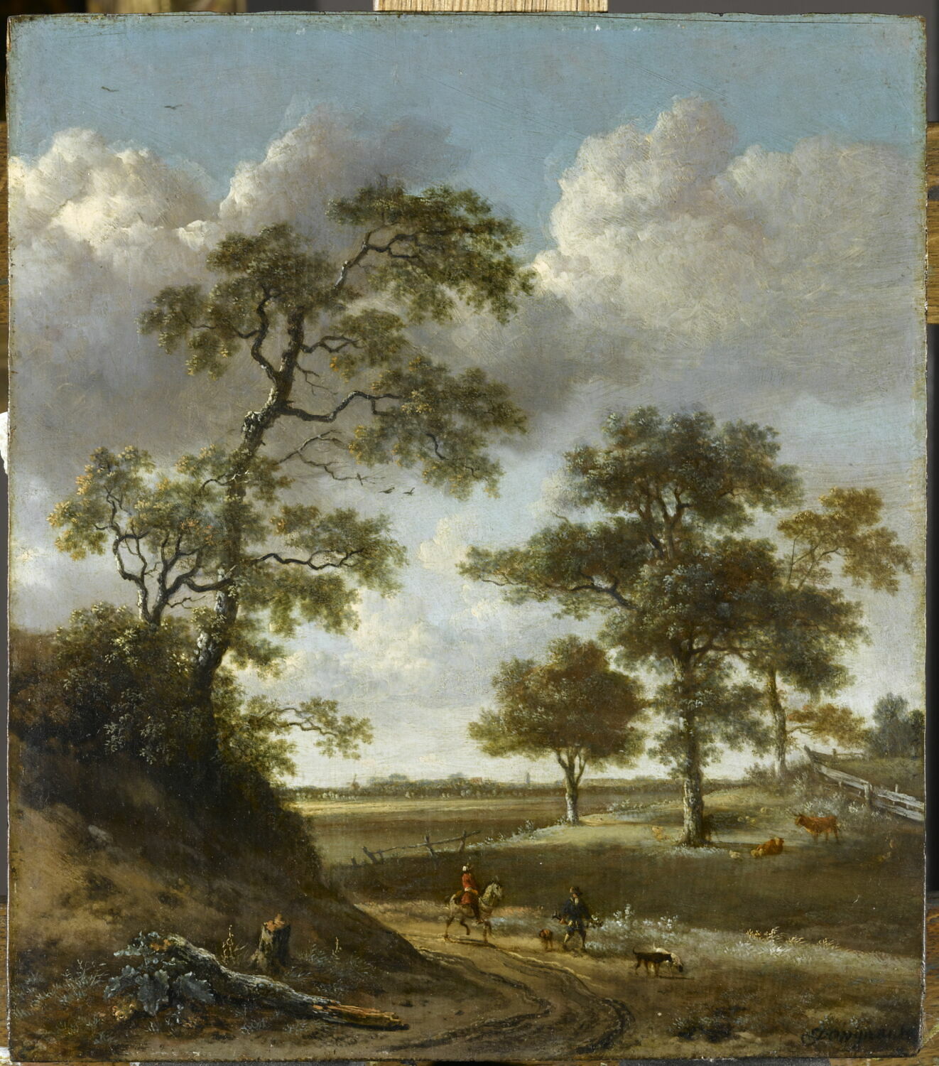 Chemin débouchant sur une plaine, avec un fauconnier, Wijnants, Jan, 2e moitié du XVIIe siècle (1660 - 1670)