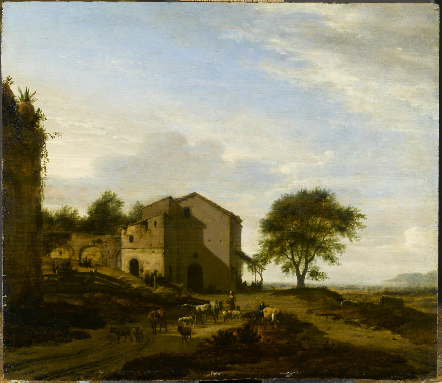 Paysage avec troupeau devant une fabrique, Velde, Adriaen van de, XVIIe siècle (1600 - 1700)