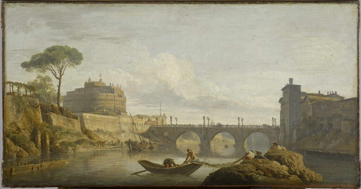 Le Pont et le château Saint-Ange à Rome, Vernet, Claude-Joseph, 2e quart du XVIIIe siècle (1745)