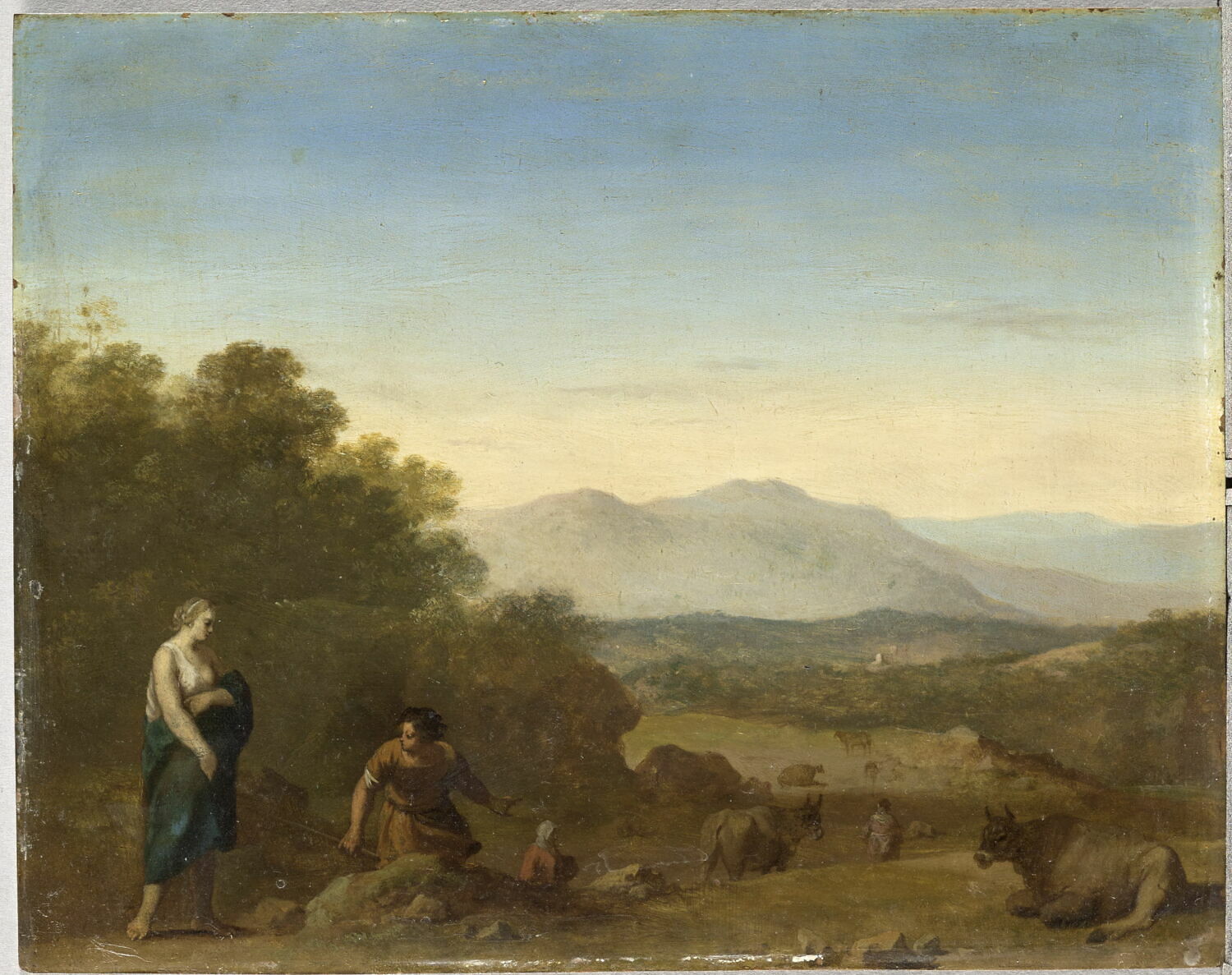Pâtres et bestiaux, Poelenburgh, Cornelis van, 2e quart du XVIIe siècle (vers 1627)