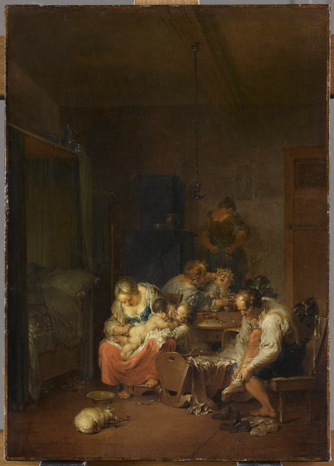 Scène d'intérieur ou Le Matin, Zick, Januarius, 2e moitié du XVIIIe siècle (tableau signé et daté) (1750 - 1800 et 1779)