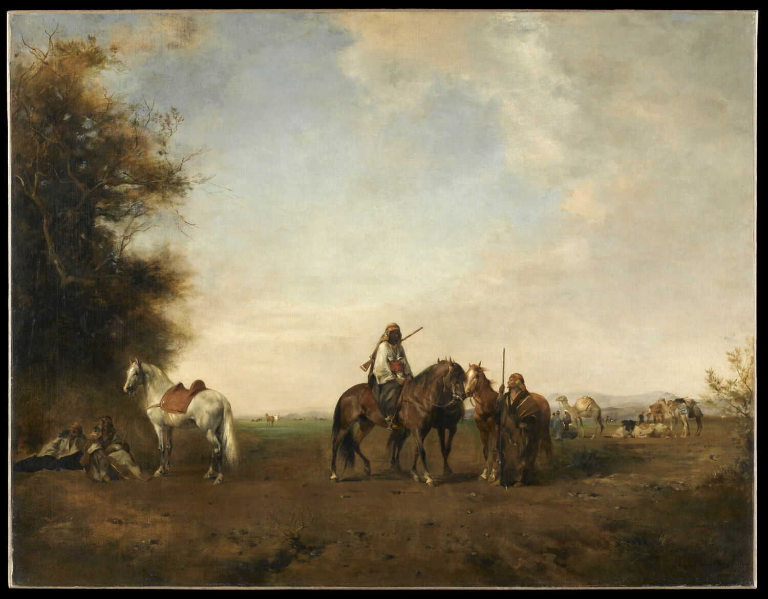 Halte de cavaliers arabes dans la plaine, Fromentin, Eugène, 3e quart du XIXe siècle (1870)