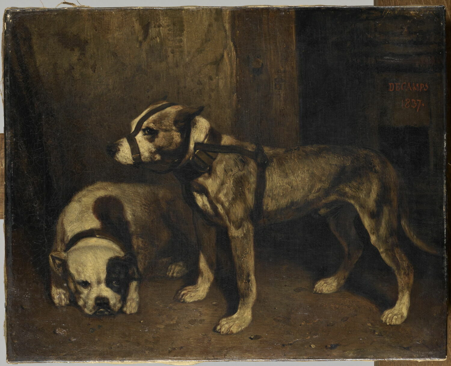Bouledogue et terrier écossais, Decamps, Alexandre-Gabriel, 2e quart du XIXe siècle (1837)
